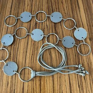 Vintage 60s Light Blue Denim Tassle Ring Circle Belt